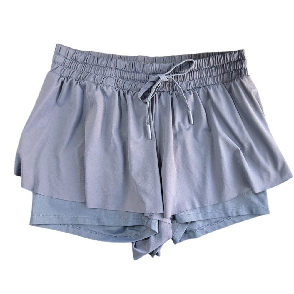 Active Life Double Layer Flowy Athletic Shorts Blue Sz S‎ Drawstring Waist